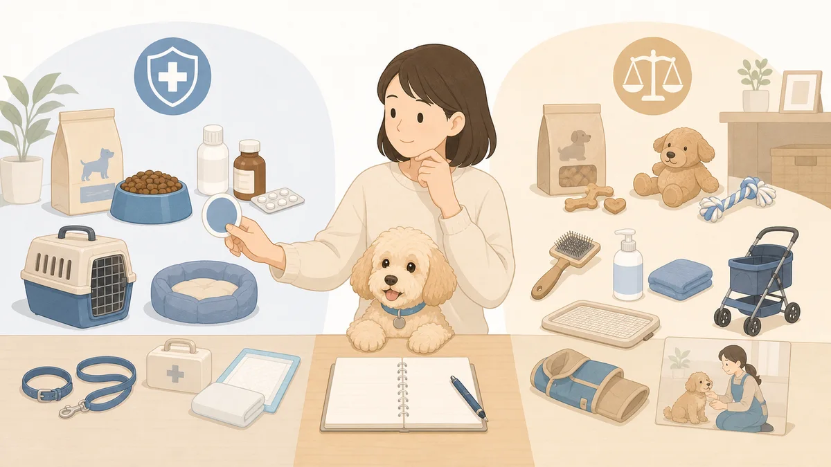 犬の費用で削りすぎに注意したいものと見直せるものを分けたイラスト