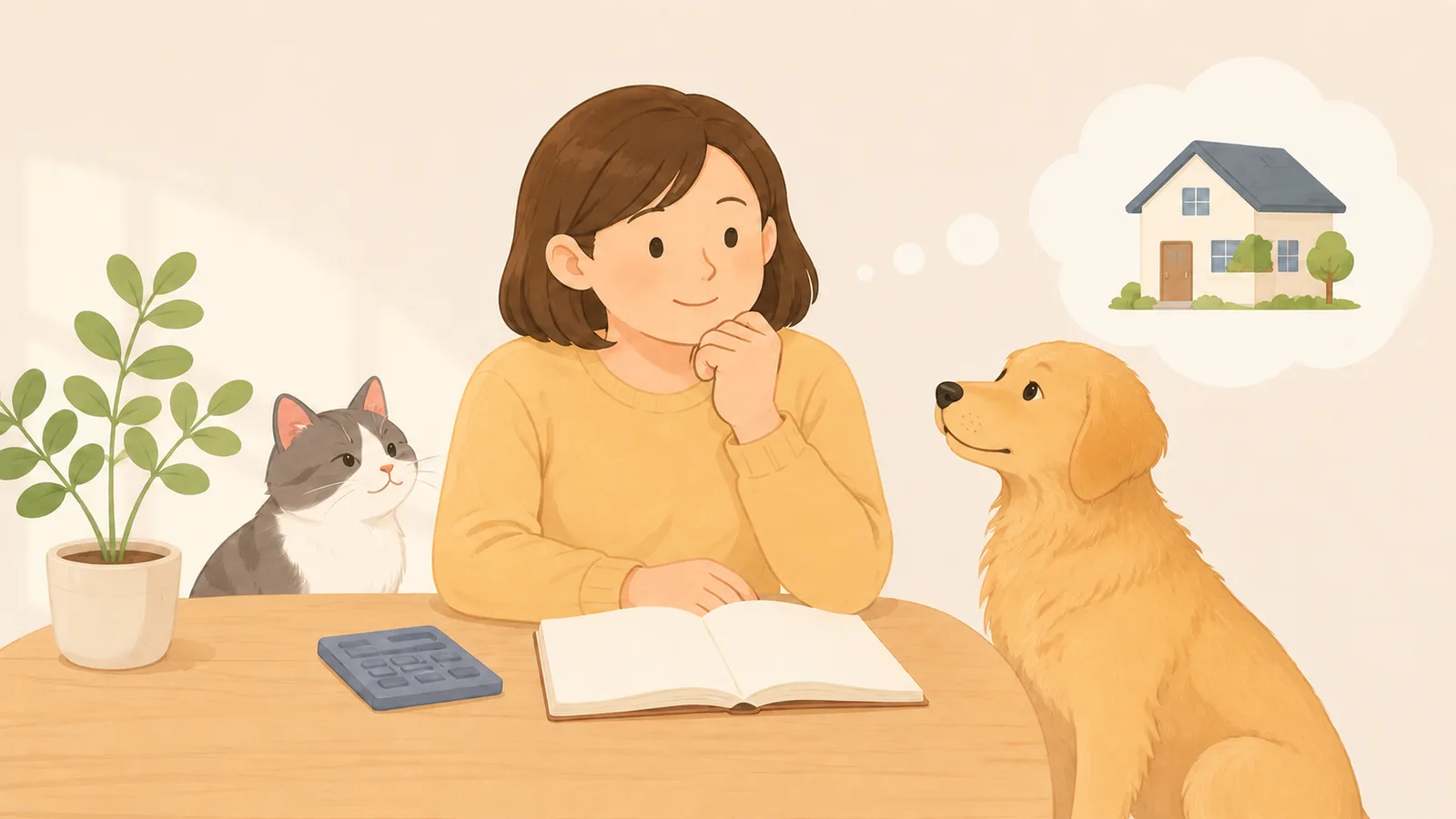 多頭飼いを始める前に家計と住環境を家族で確認しているイメージ